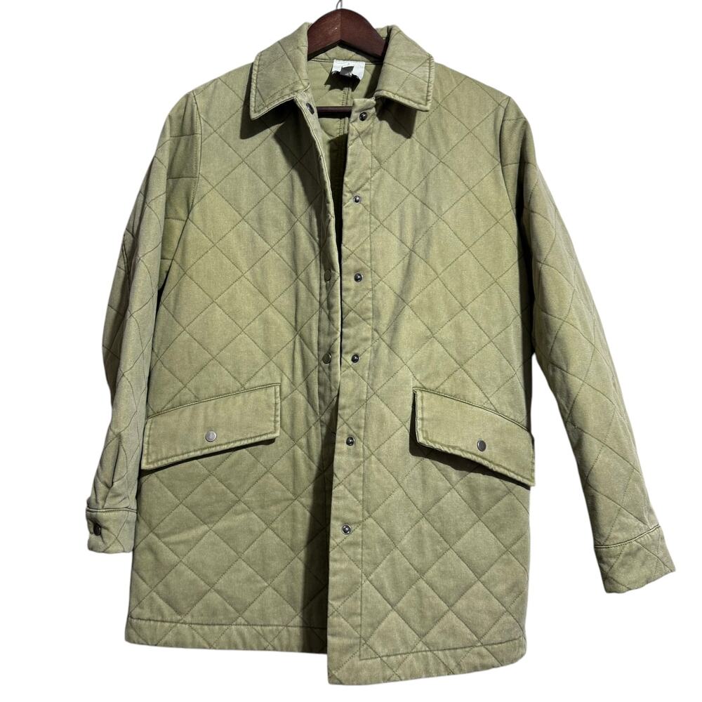 JOIE olive green oversized quilted utility barn shacket with pockets‎ women's XS